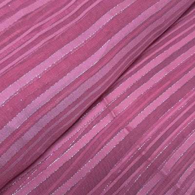 Light Pink Stripes Printed Georgette Fabric (Wholesale)