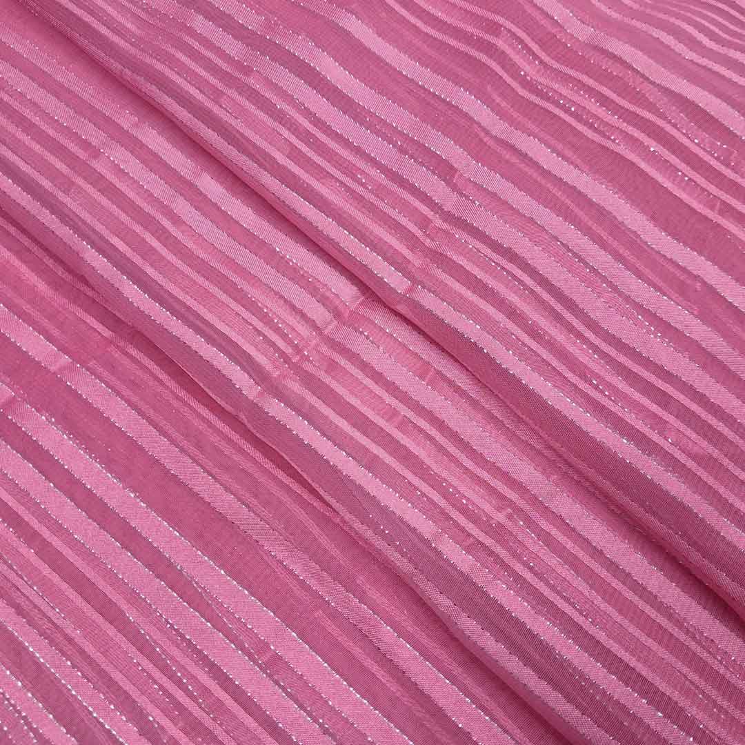 Light Pink Stripes Printed Georgette Fabric (Wholesale)