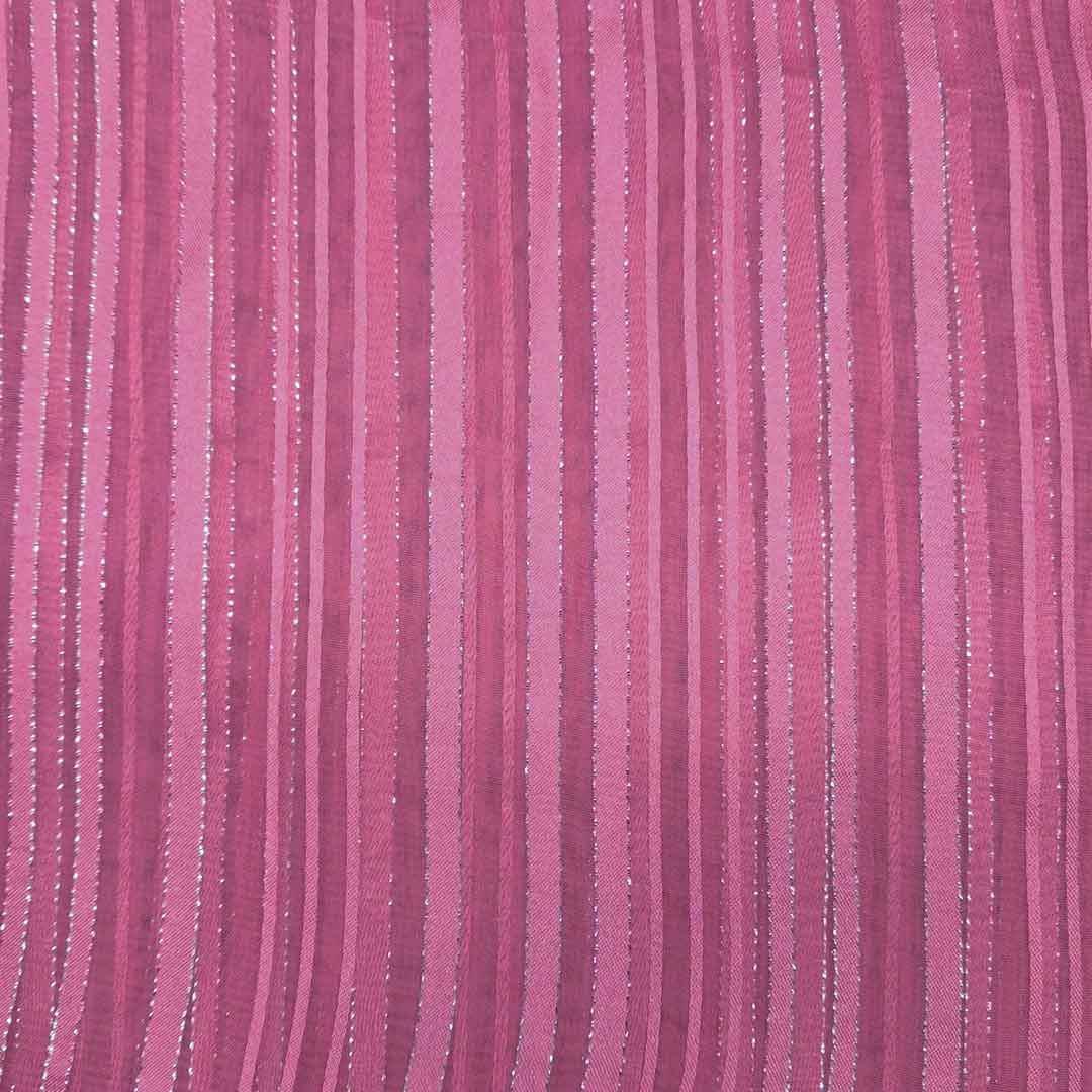 Light Pink Stripes Printed Georgette Fabric (Wholesale)