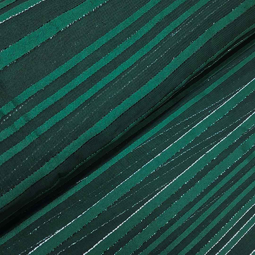 Green Stripes Printed Georgette Fabric