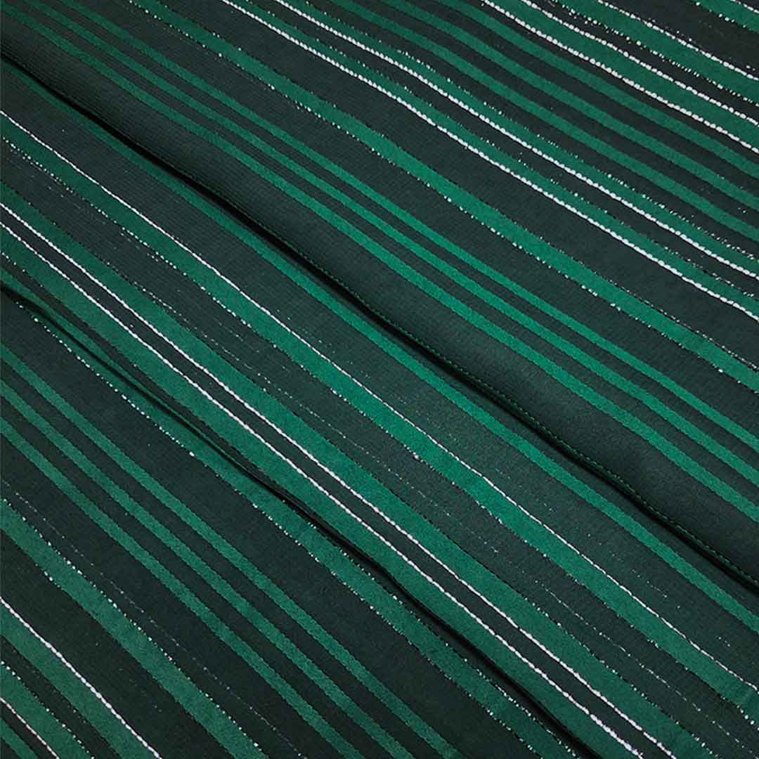 Green Stripes Printed Georgette Fabric