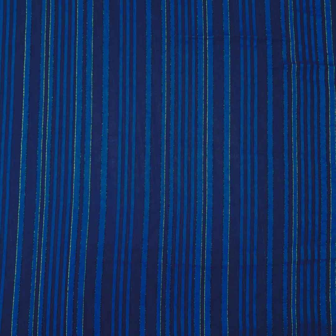 Dark Blue Stripes Printed Georgette Fabric (Wholesale)