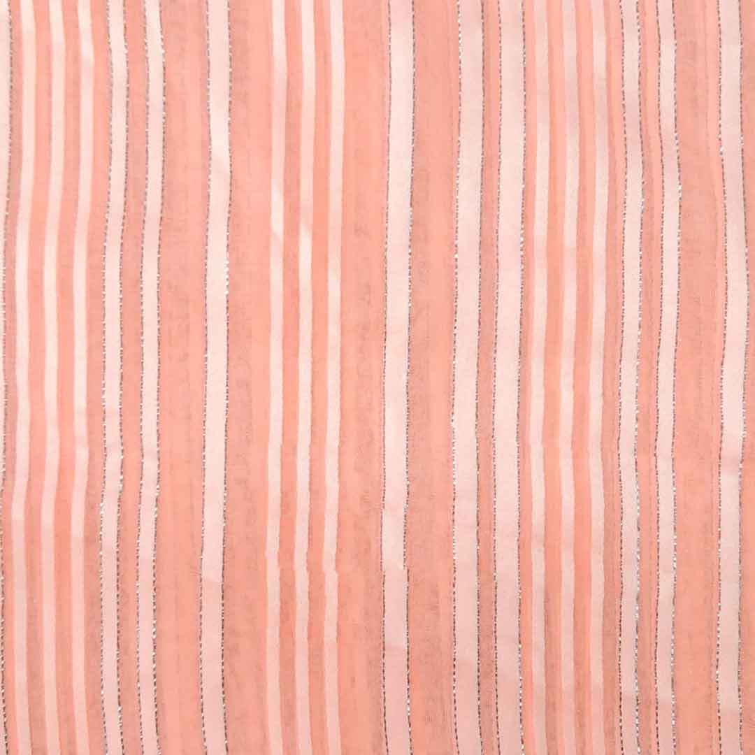 Peach Stripes Printed Georgette Fabric (Wholesale)