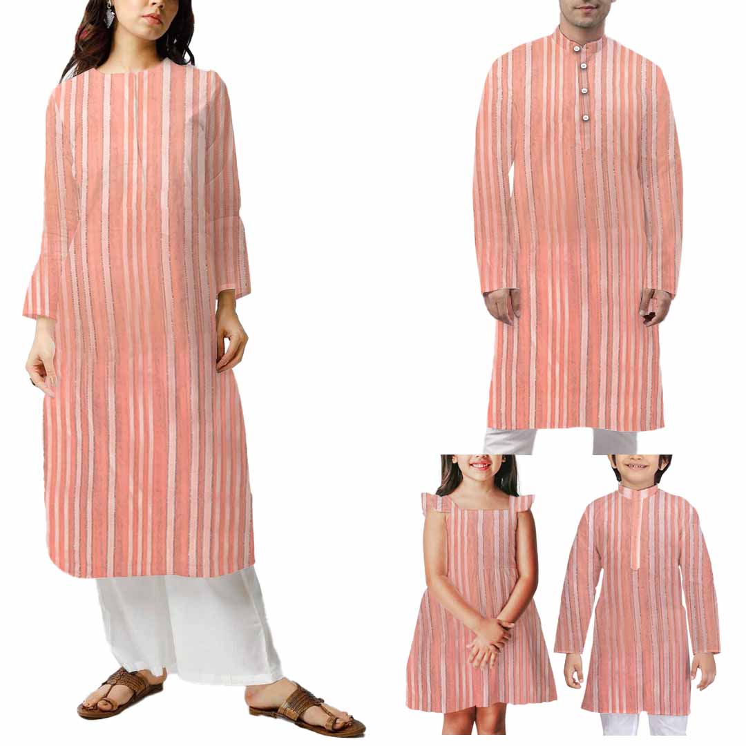 Peach Stripes Printed Georgette Fabric (Wholesale)