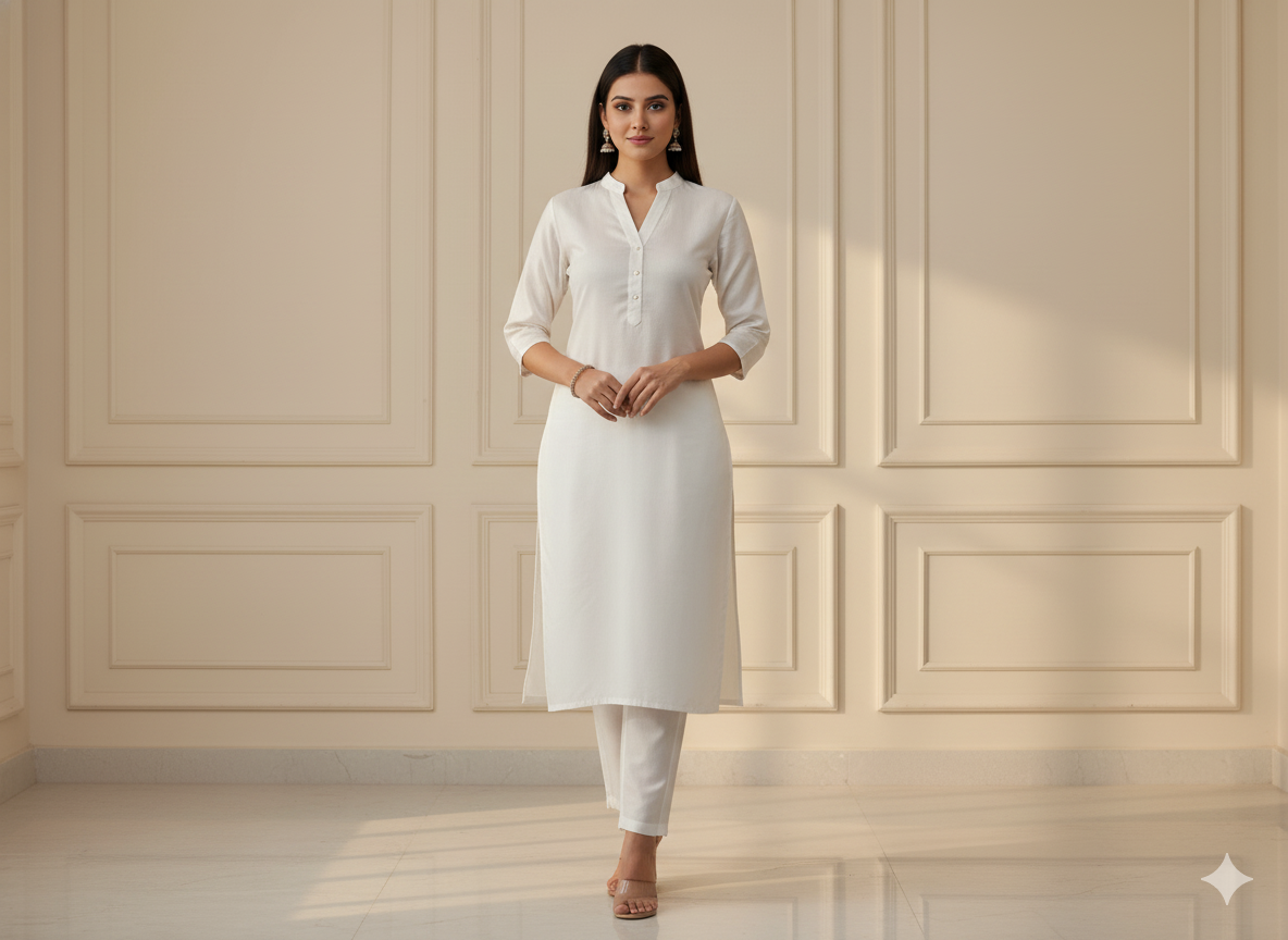 सफ़ेद सादा टेस्ला प्रीमियम कॉटन फ़ैब्रिक