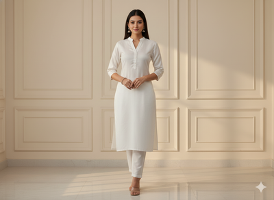 सफ़ेद सादा टेस्ला प्रीमियम कॉटन फ़ैब्रिक