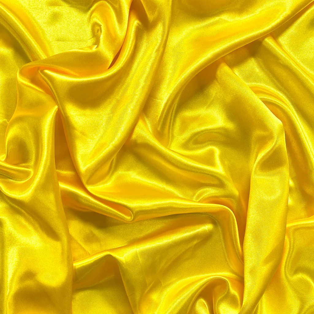 Bright Yellow Plain Moss Satin Fabric