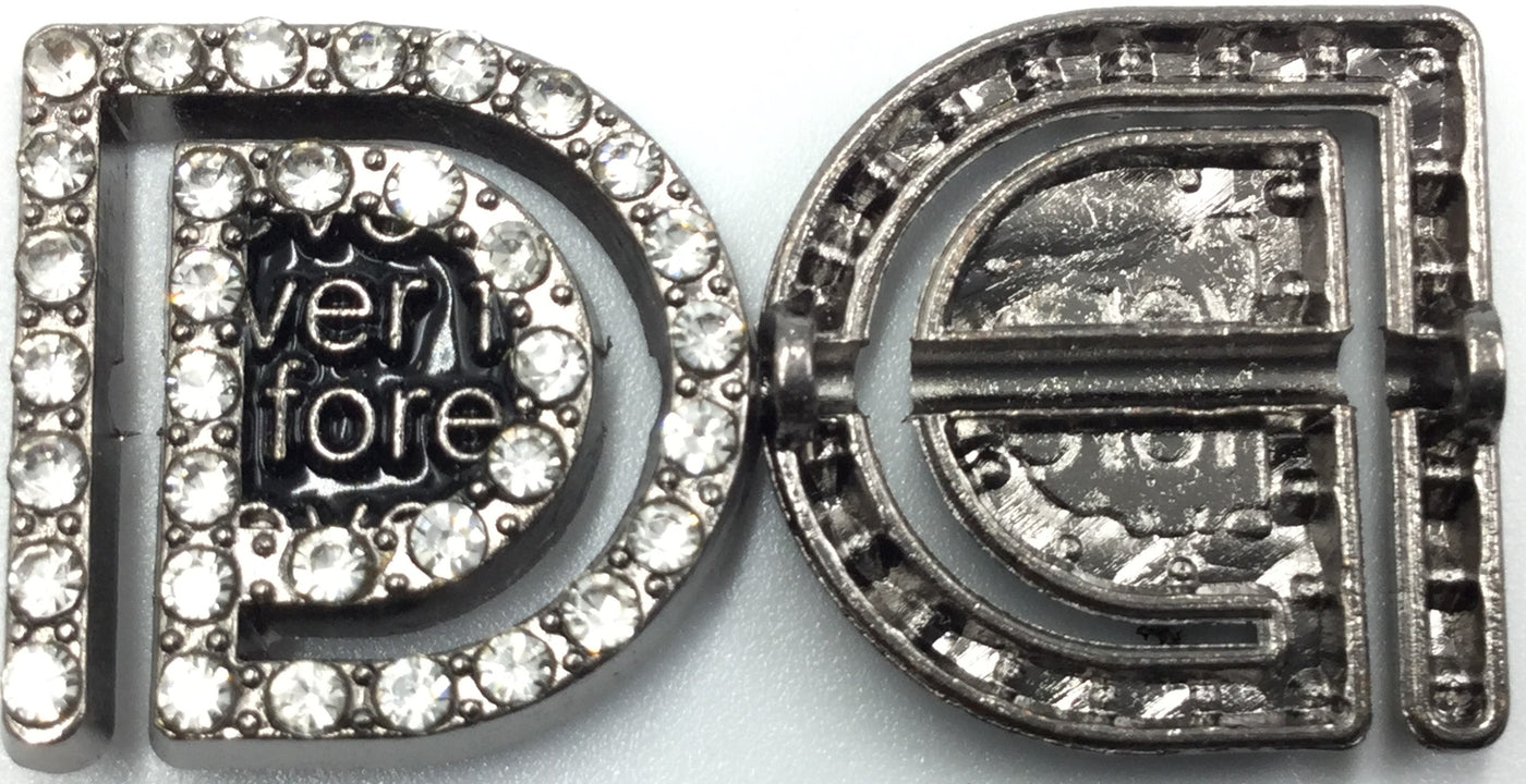 Black & Silver D Shaped Nickel Badge