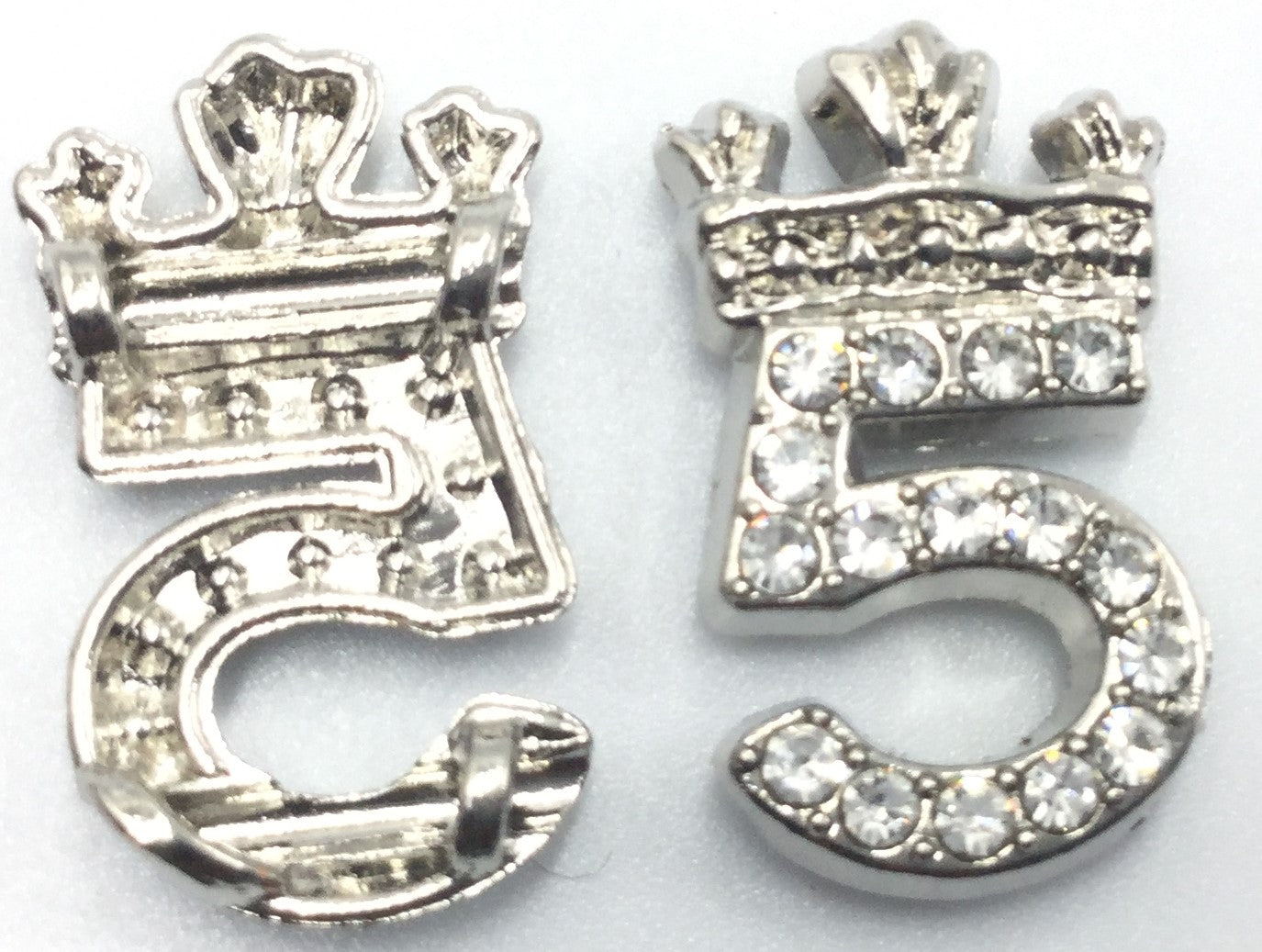 Silver Crown 5 Shaped Badge