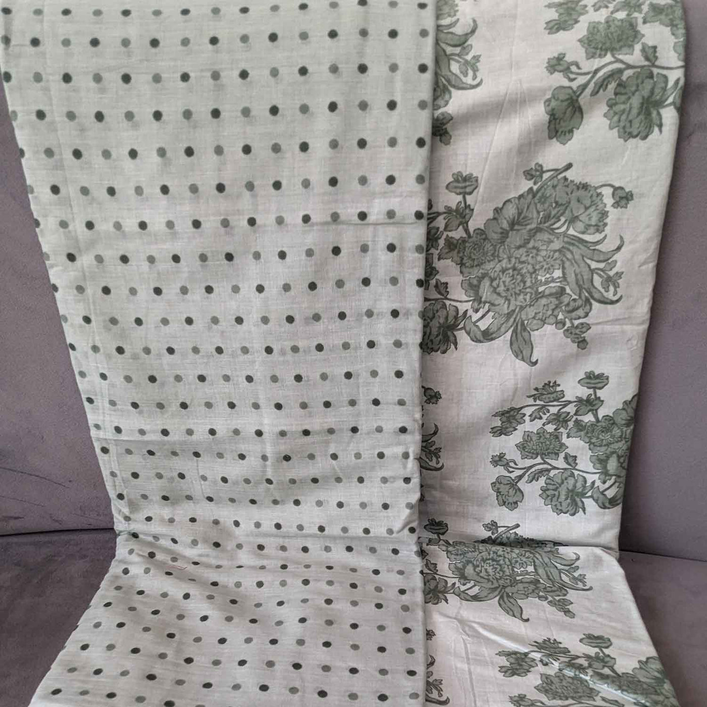 Green & White Floral / Polka Dot Cotton Fabric Combo