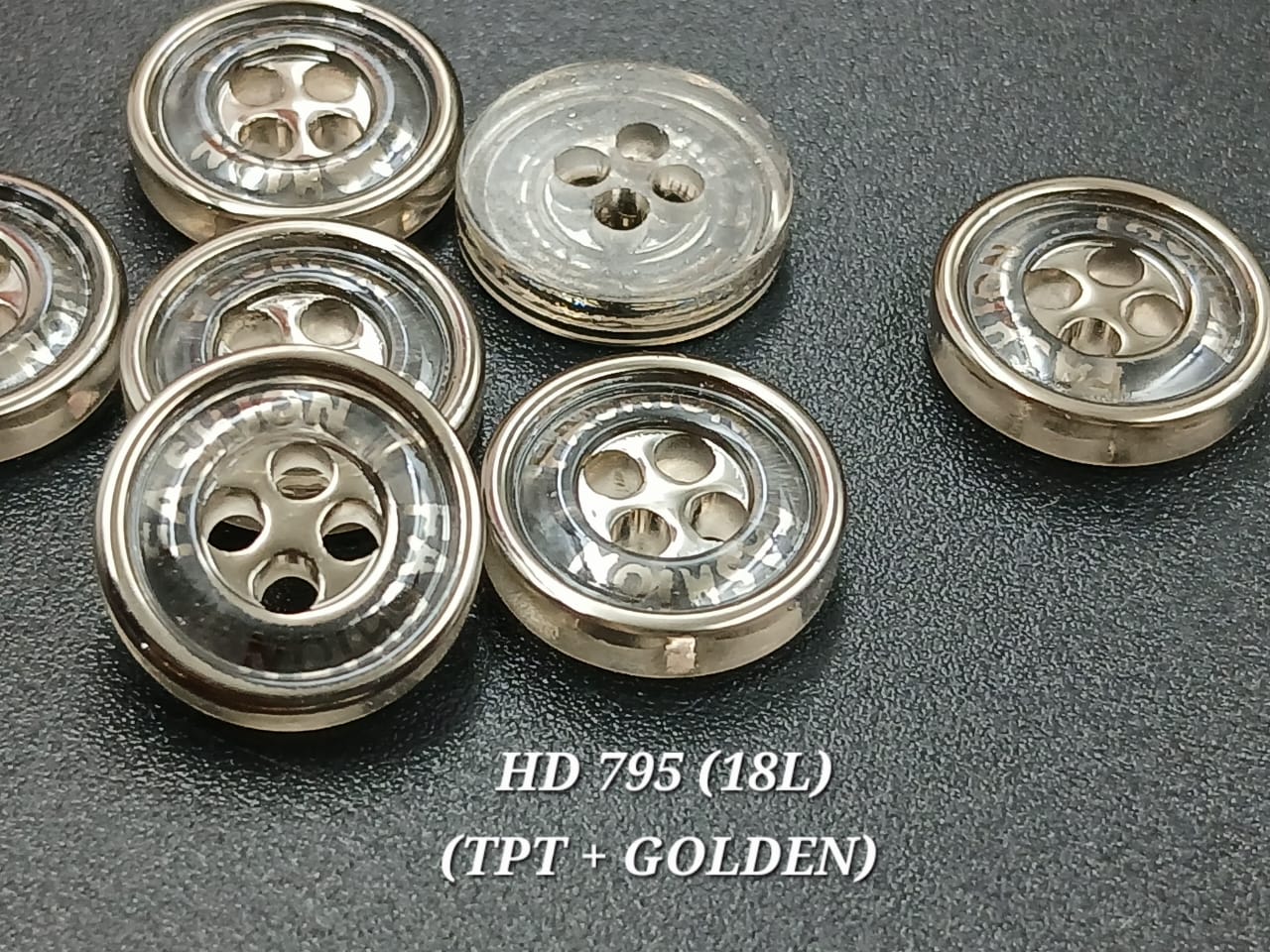 Crystal-Clear18L 4Hole Buttons with Golden Bezel
