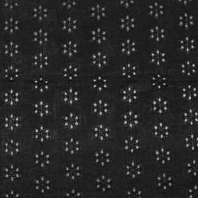 Black Floral Embroidered Heavy Hakoba Cotton Fabric