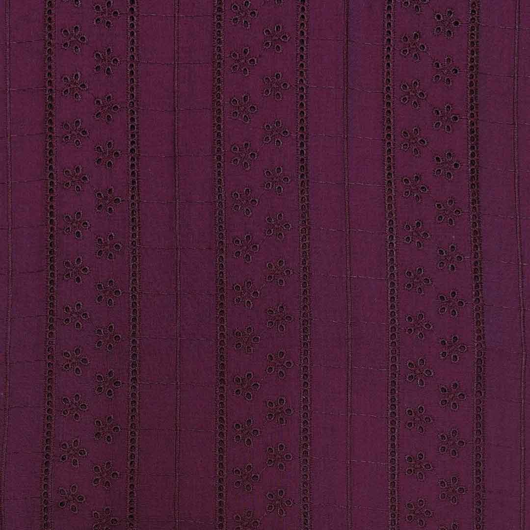 Purple Stripes Embroidered Cotton Heavy Hakoba Fabric