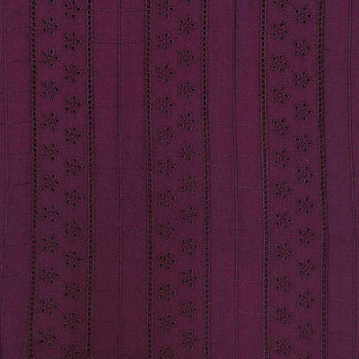 Purple Stripes Embroidered Cotton Heavy Hakoba Fabric