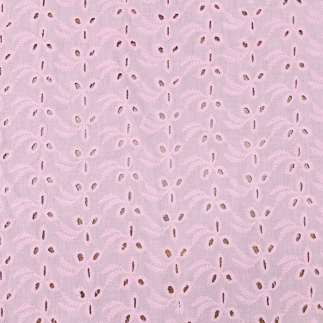 Baby Pink Floral Embroidered Cotton Heavy Hakoba Fabric