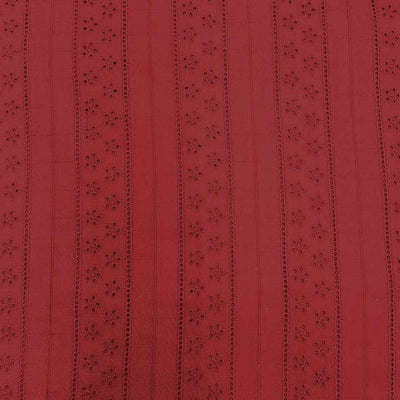 Red Stripes Embroidered Cotton Heavy Hakoba Fabric (Wholesale)