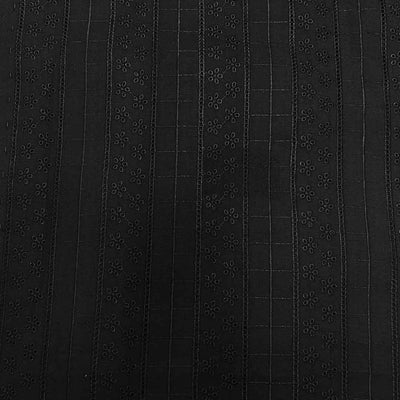 Black Stripes Embroidered Cotton Heavy Hakoba Fabric (Wholesale)