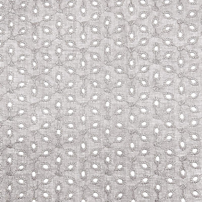 Light Grey Floral Embroidered Cotton Hakoba Fabric