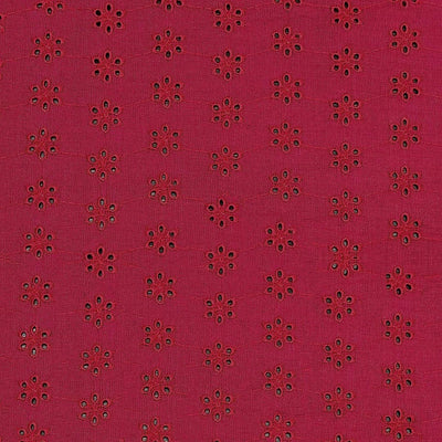 Red Floral Embroidered Heavy Hakoba Cotton  Fabric