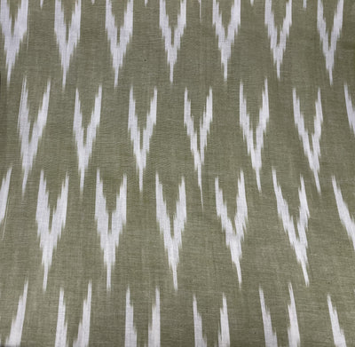 Light Green Abstract Handloom Ikat Cotton Fabric