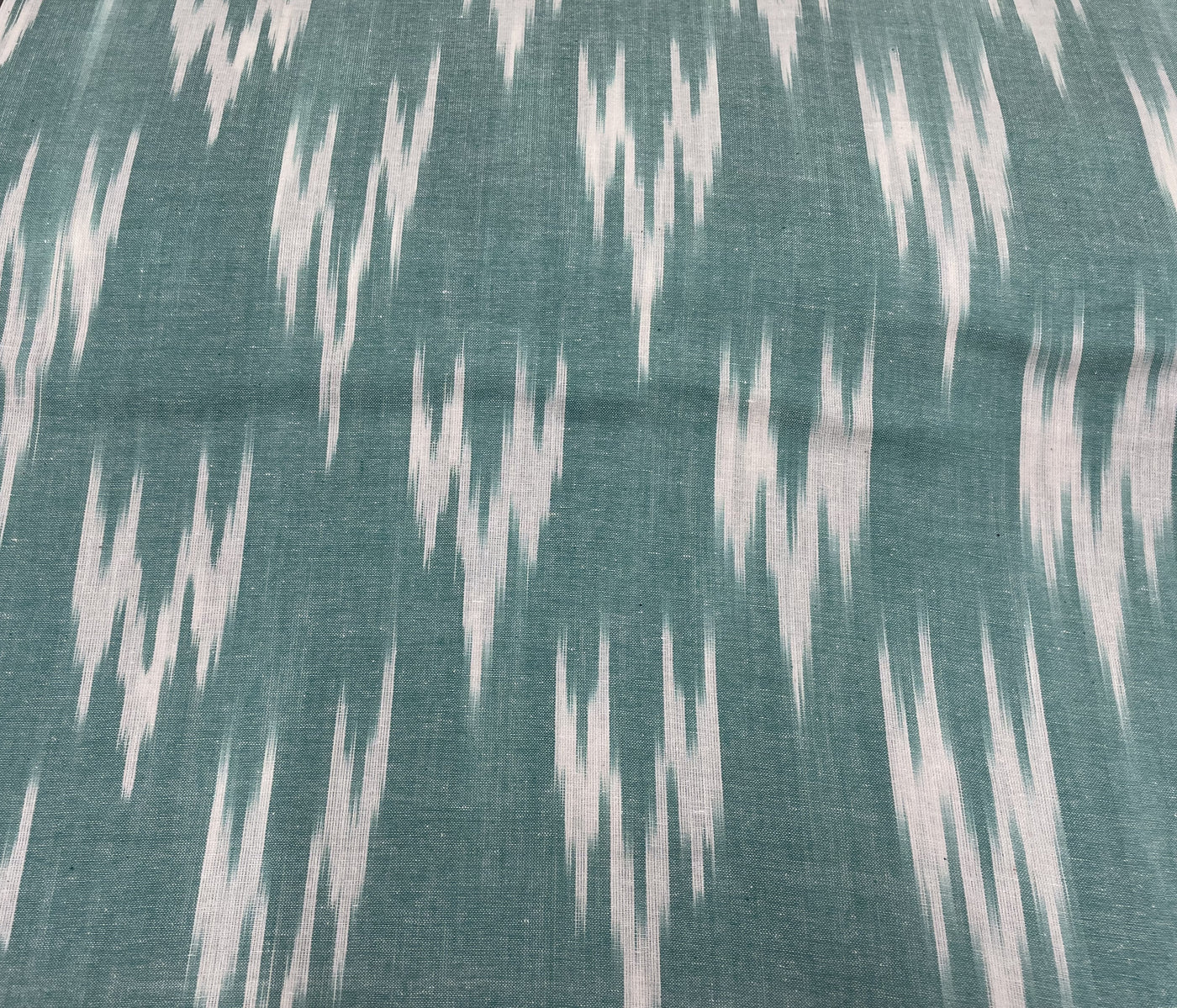 Green Abstract Handloom Ikat Cotton Fabric