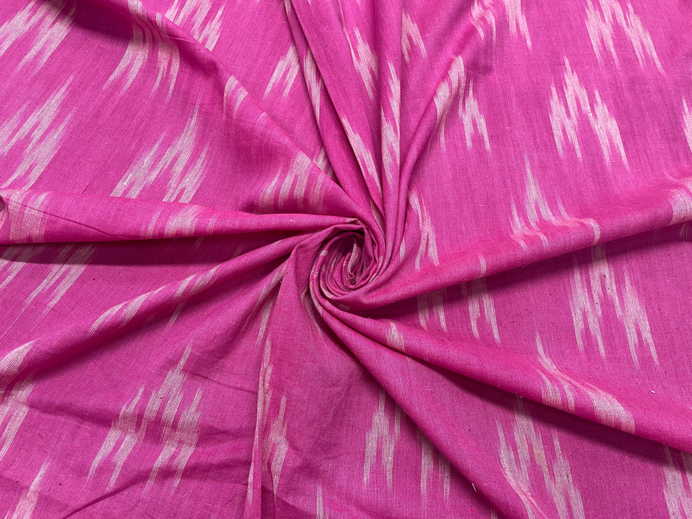 Pink Abstract Handloom Ikat Cotton Fabric