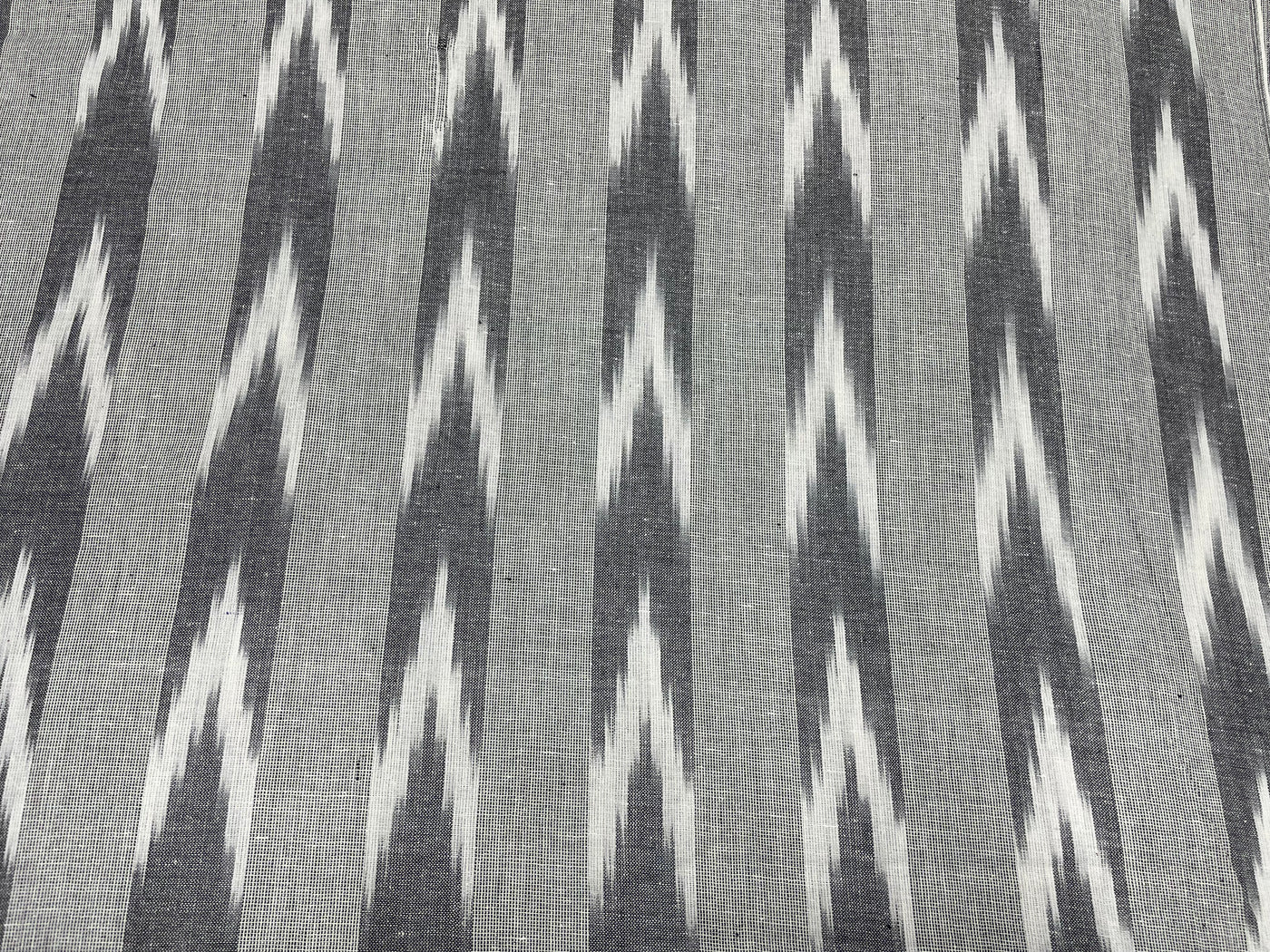 Gray Stripes Handloom Ikat Cotton Fabric