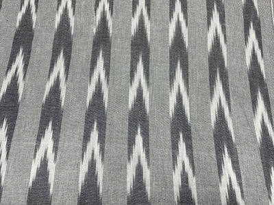 Gray Stripes Handloom Ikat Cotton Fabric