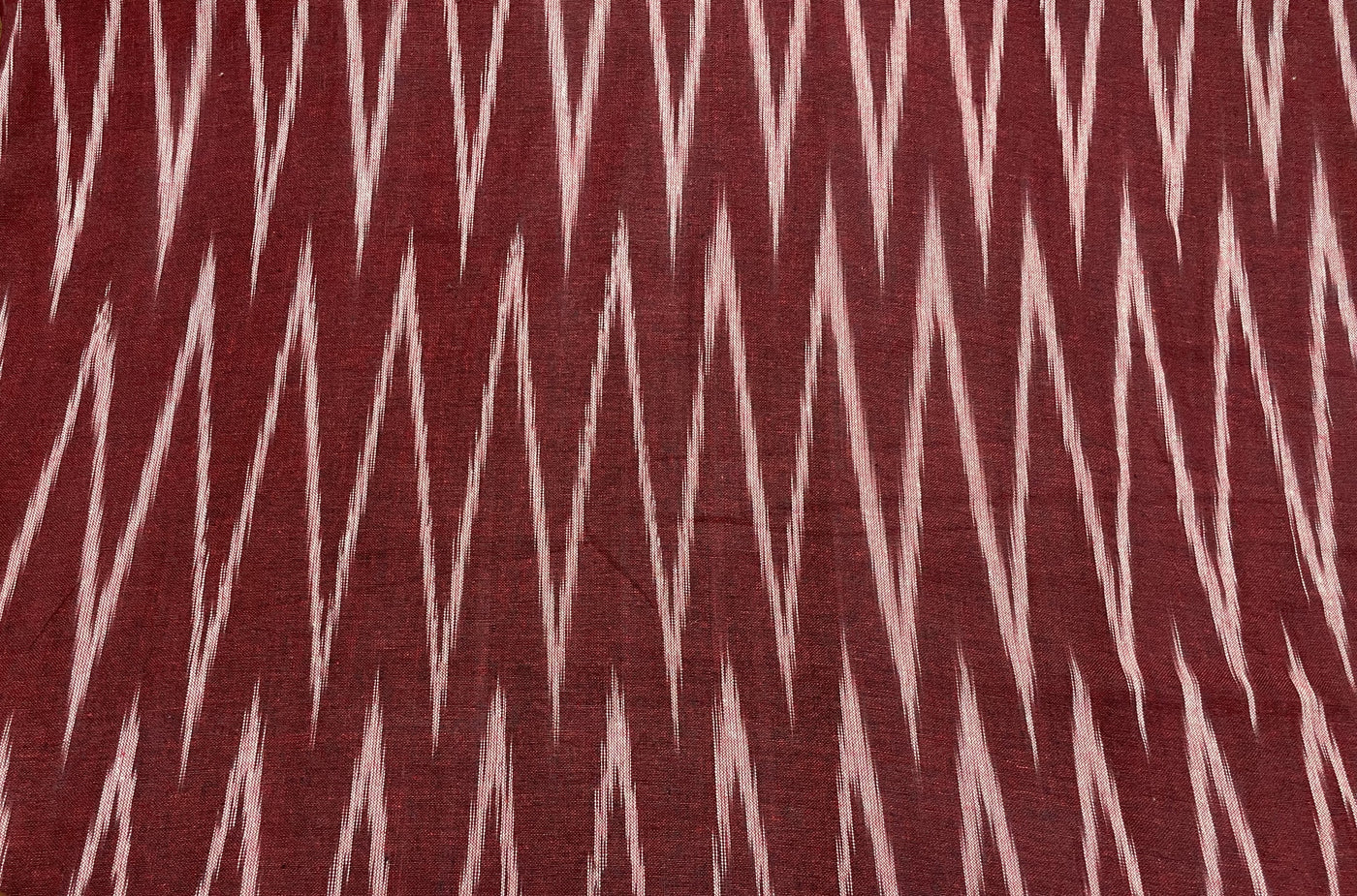 Maroon Chevron Handloom Ikat Cotton Fabric