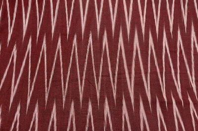 Maroon Chevron Handloom Ikat Cotton Fabric