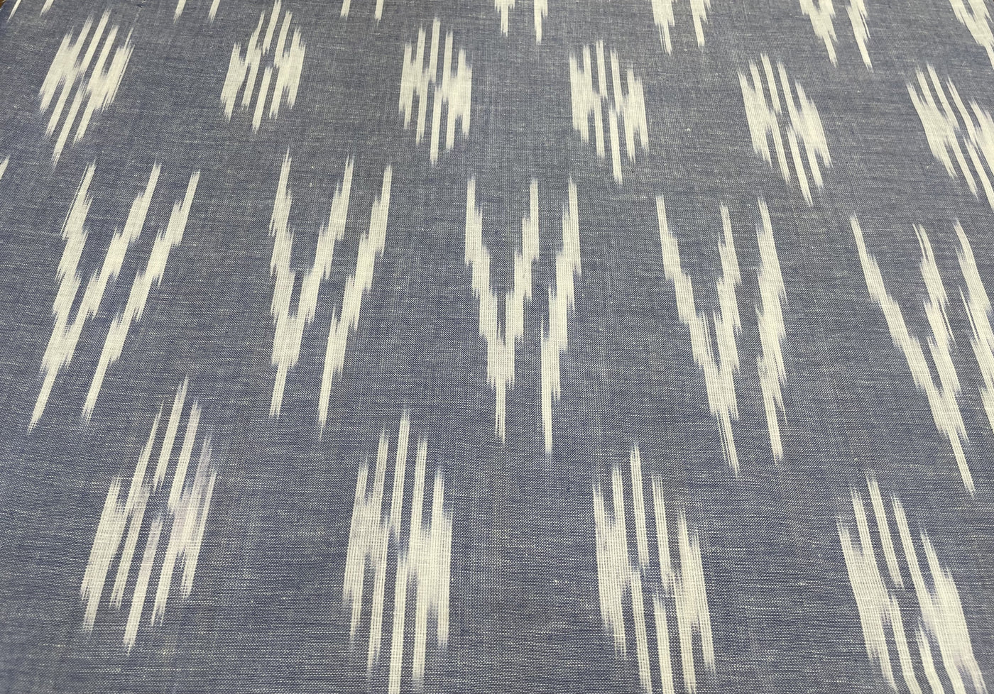 Gray Abstract Handloom Ikat Cotton Fabric