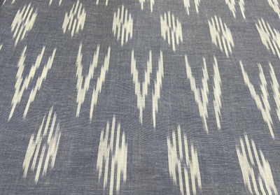 Gray Abstract Handloom Ikat Cotton Fabric