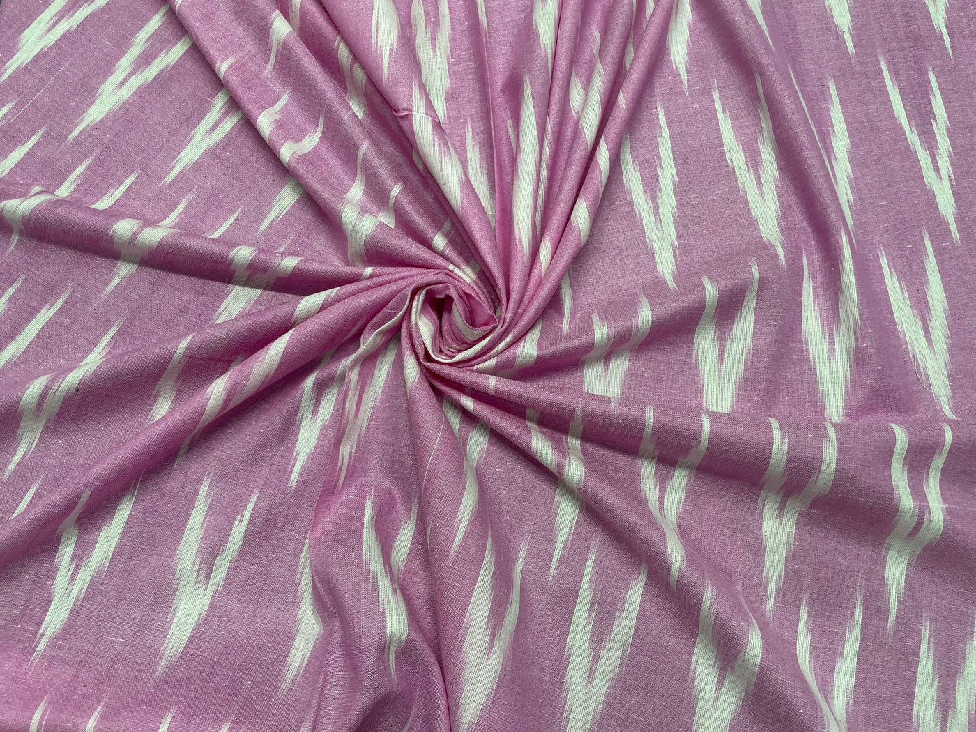 Pink Abstract Handloom Ikat Cotton Fabric