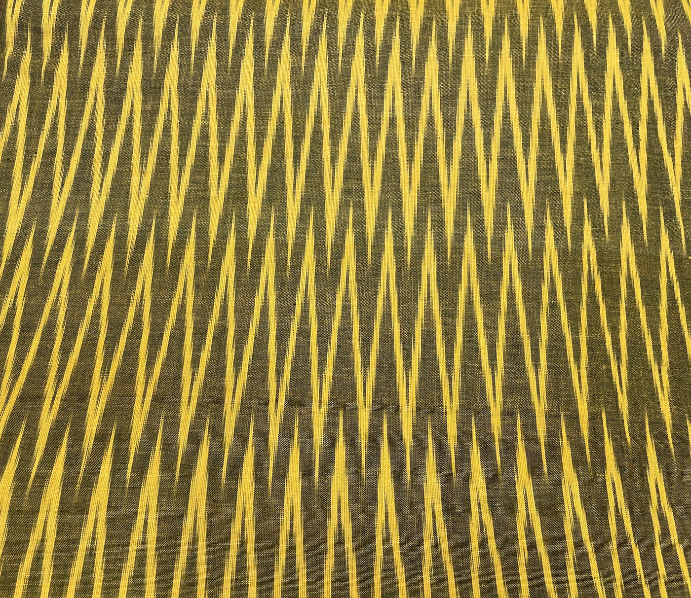 Yellow & Black Chevron Handloom Ikat Cotton Fabric