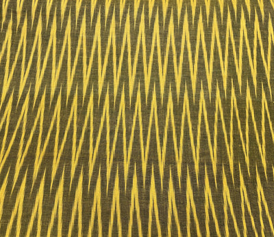 Yellow & Black Chevron Handloom Ikat Cotton Fabric