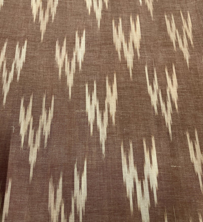 Brown Abstract Handloom Ikat Cotton Fabric