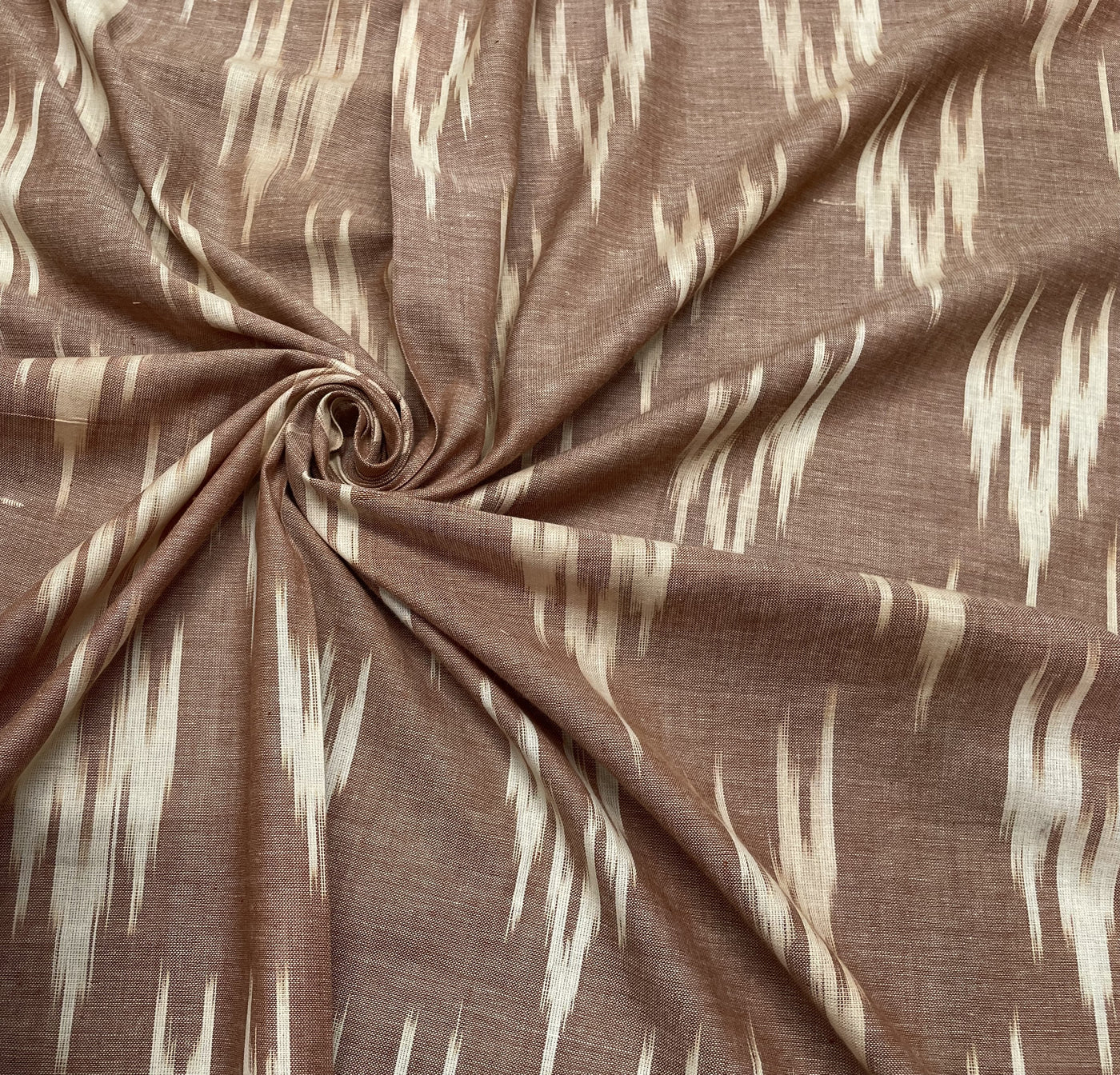 Brown Abstract Handloom Ikat Cotton Fabric