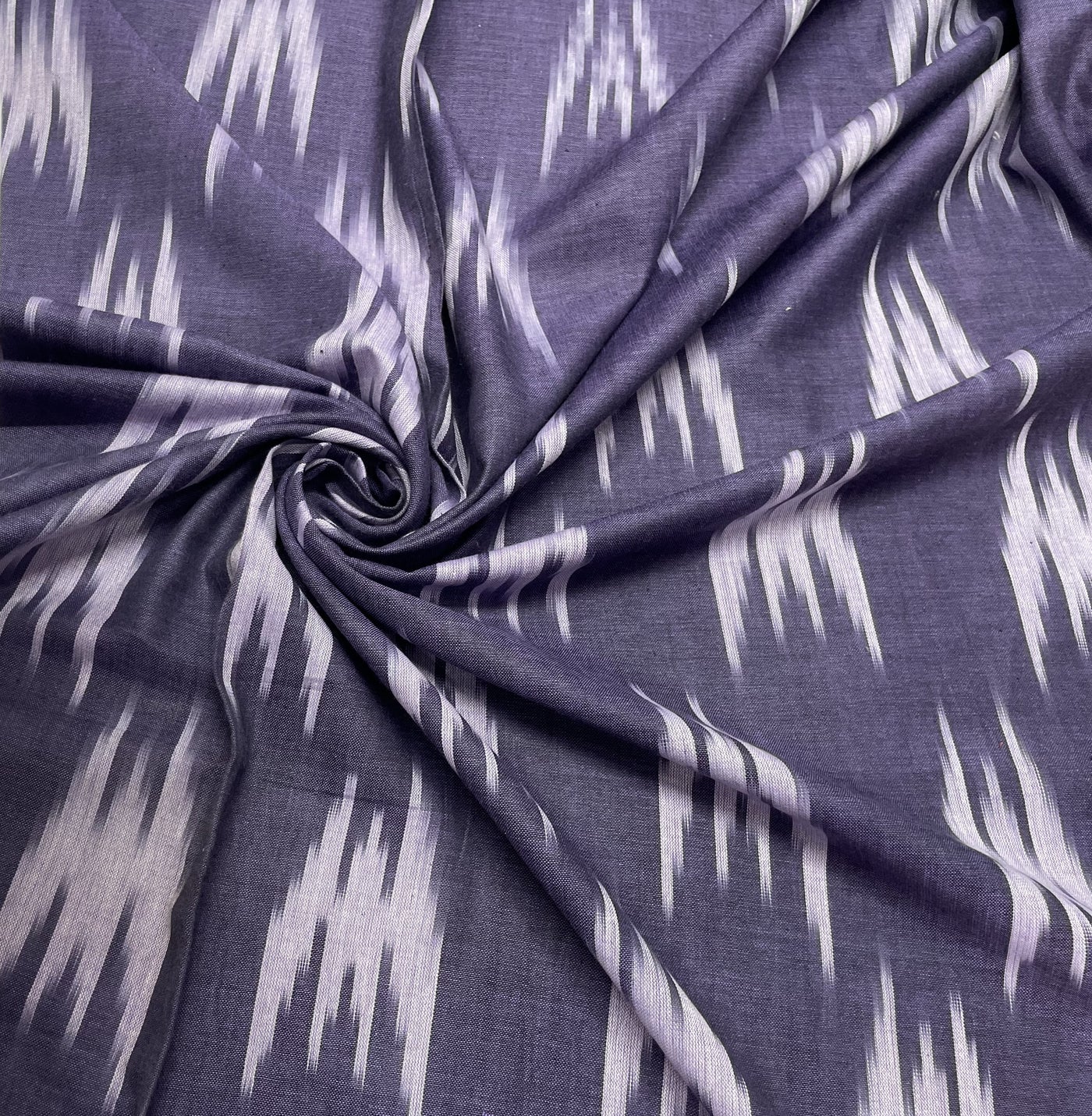 Purple Abstract Handloom Ikat Cotton Fabric