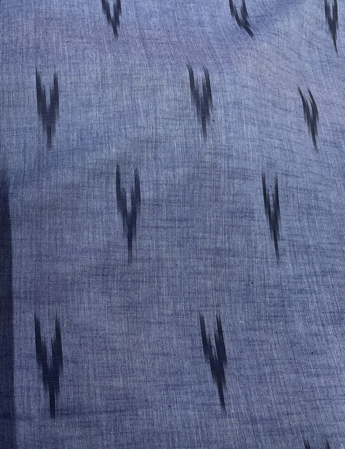 Blue Abstract Handloom Ikat Cotton Fabric