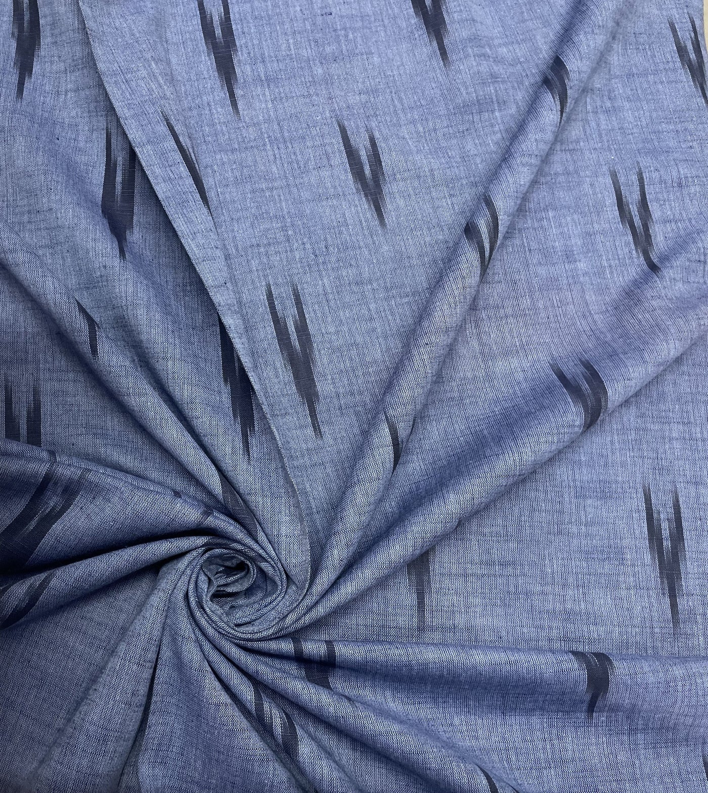 Blue Abstract Handloom Ikat Cotton Fabric