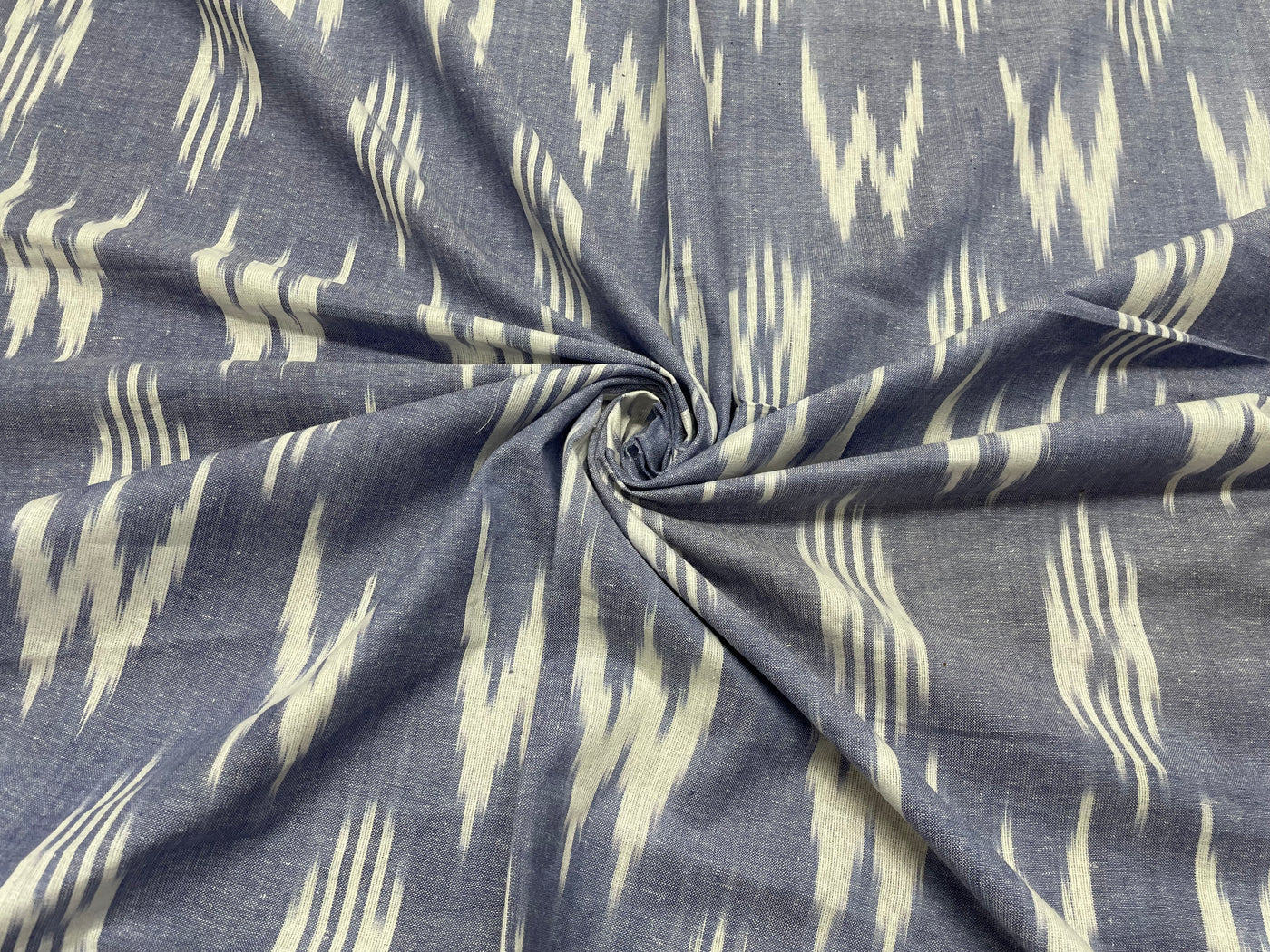 Gray Abstract Handloom Ikat Cotton Fabric