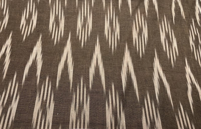 Brown Abstract Handloom Ikat Cotton Fabric