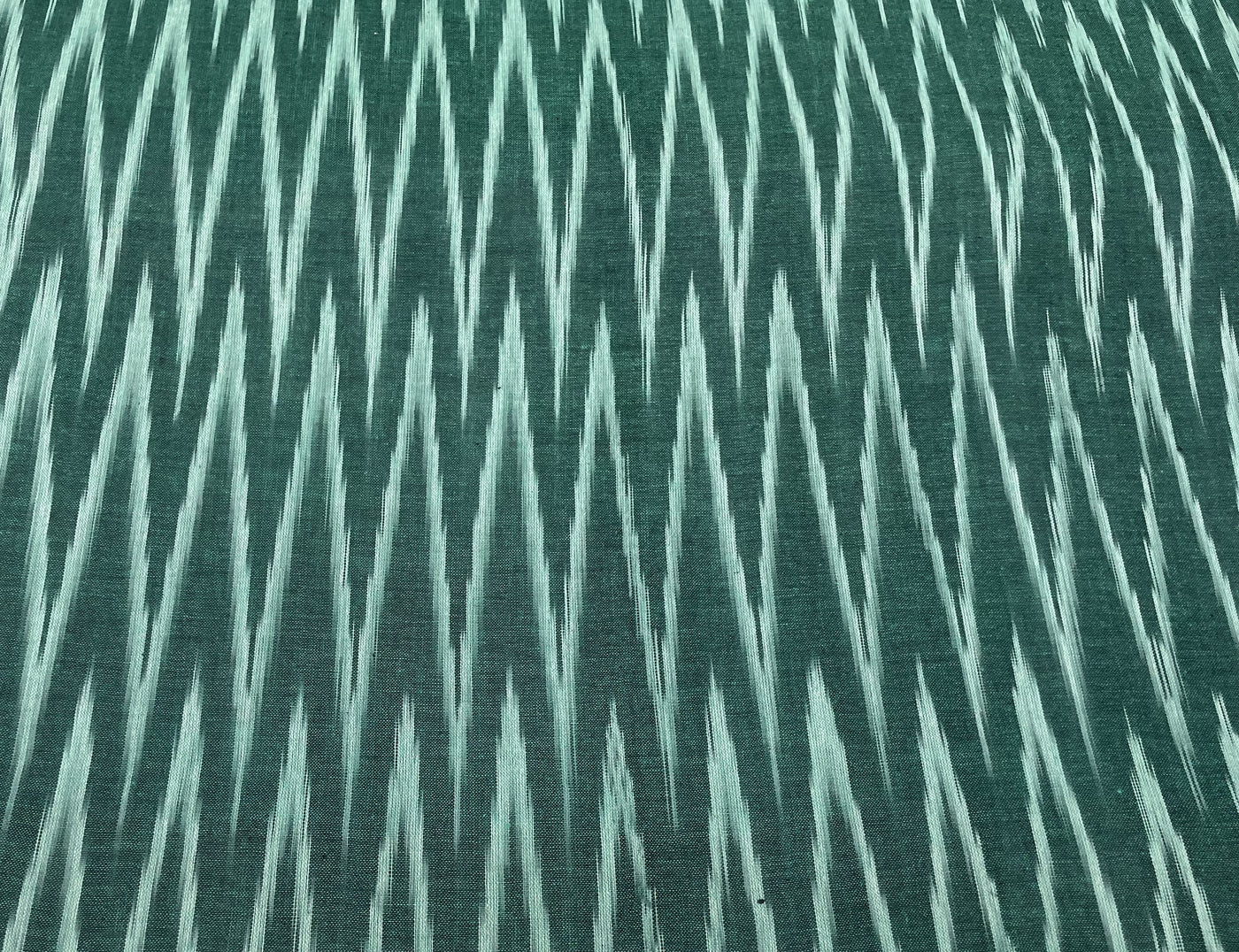 Green Chevron Handloom Ikat Cotton Fabric