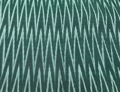 Green Chevron Handloom Ikat Cotton Fabric