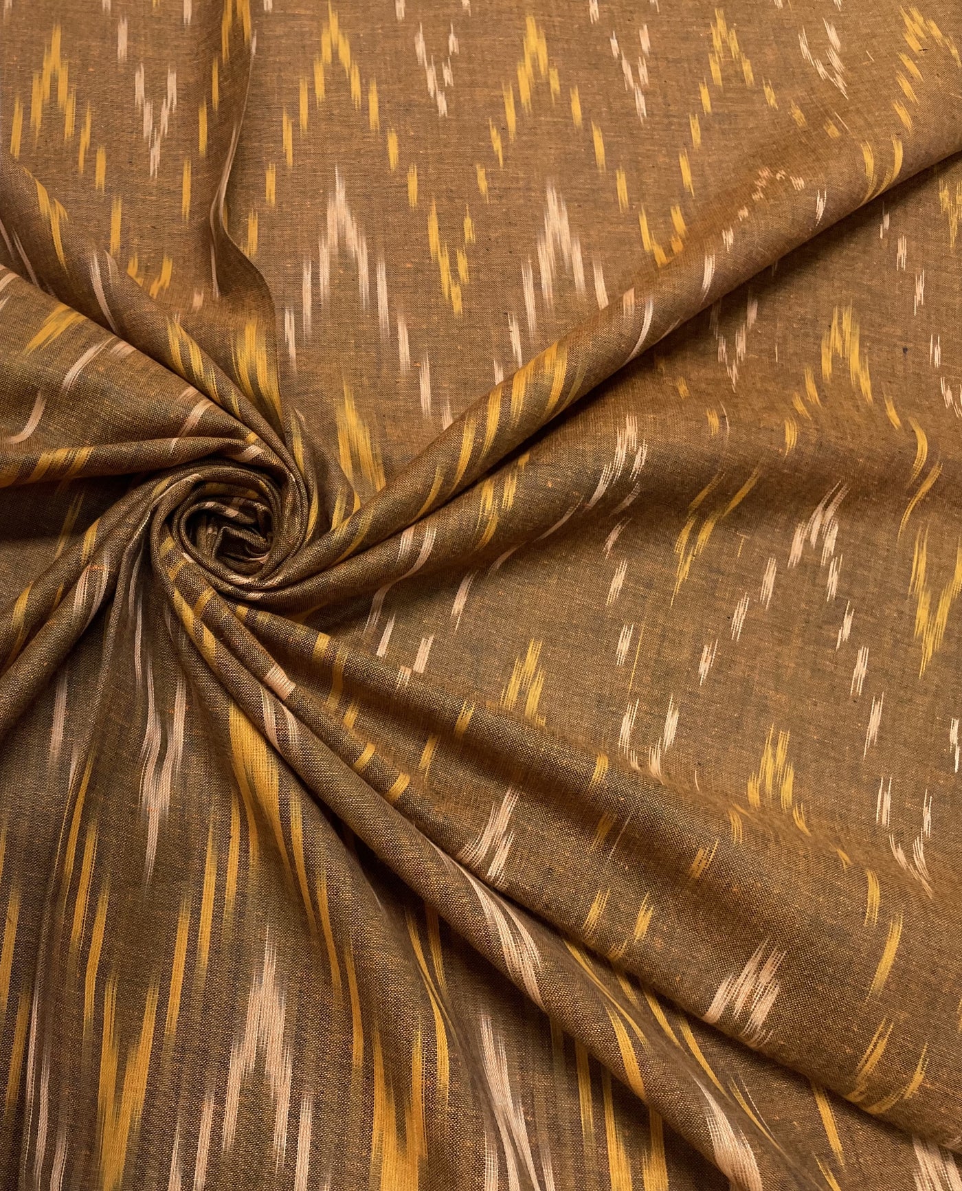 Brown Chevron Handloom Ikat Cotton Fabric