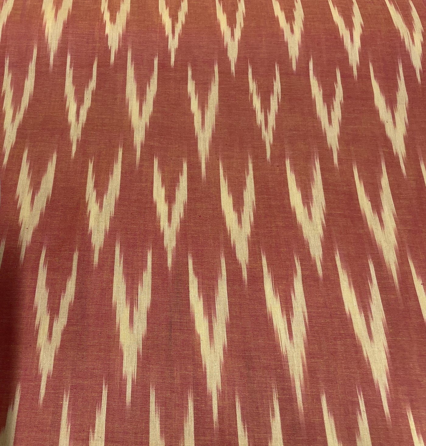 Red Abstract Handloom Ikat Cotton Fabric