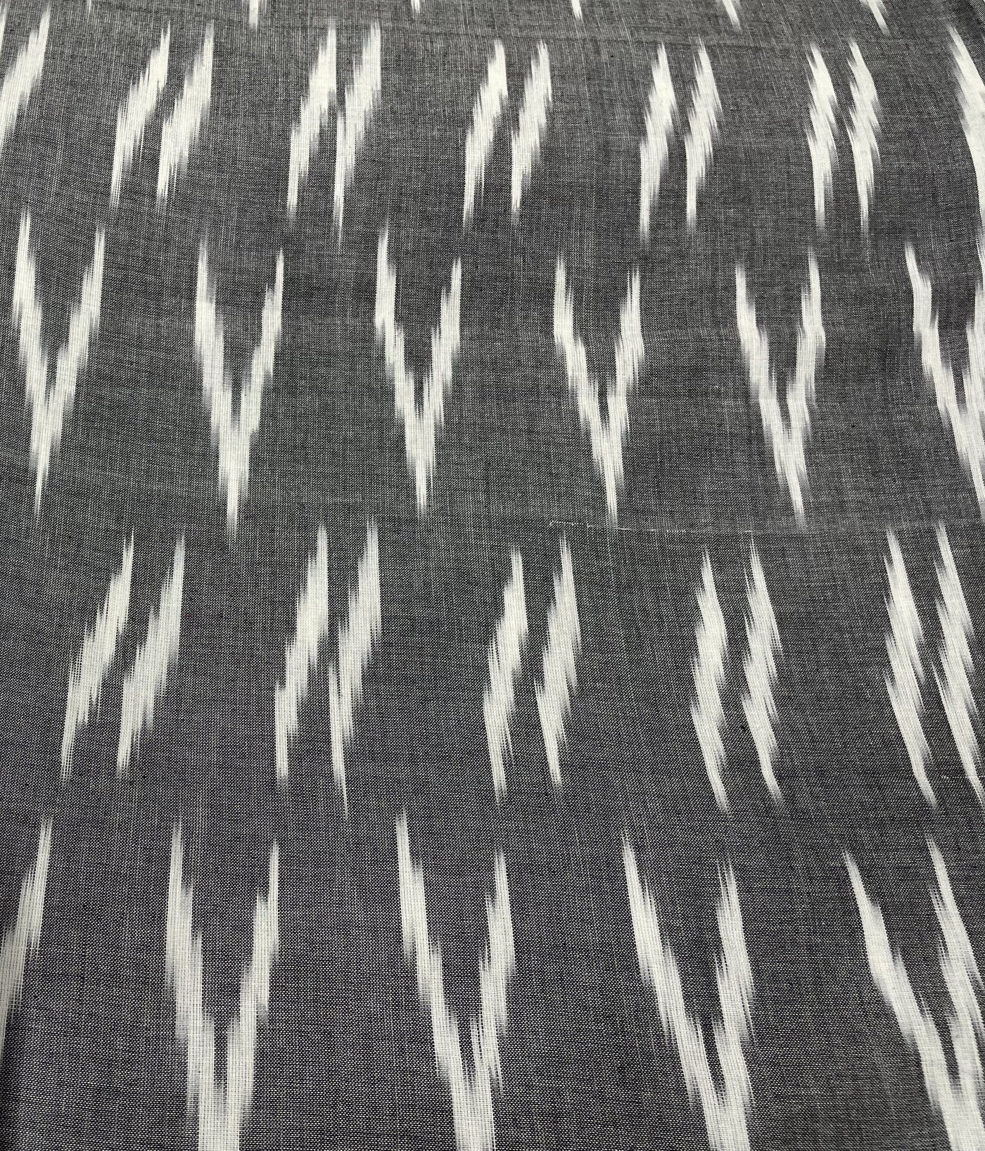 Gray Abstract Handloom Ikat Cotton Fabric