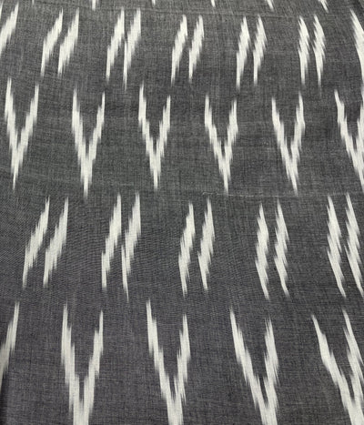 Gray Abstract Handloom Ikat Cotton Fabric