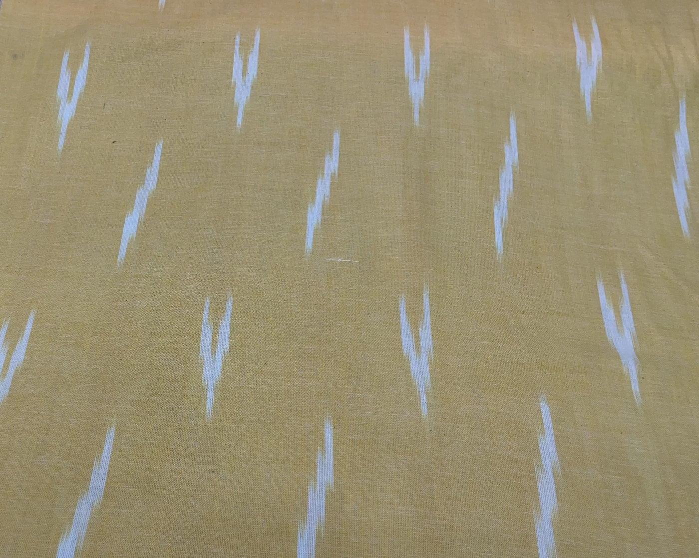 Yellow & White Abstract Handloom Ikat Cotton Fabric