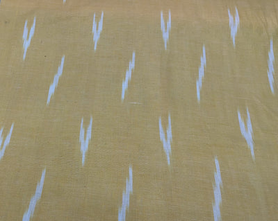 Yellow & White Abstract Handloom Ikat Cotton Fabric